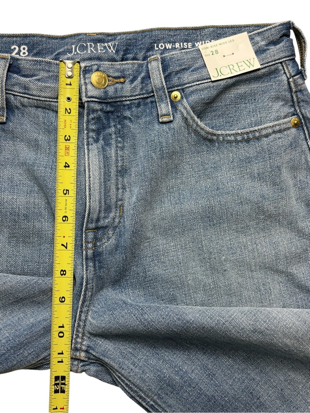 NWT J Crew Low Rise Wide Leg Jeans Sydney Wash 28 Cotton Relaxed Fit - Picture 5 of 12